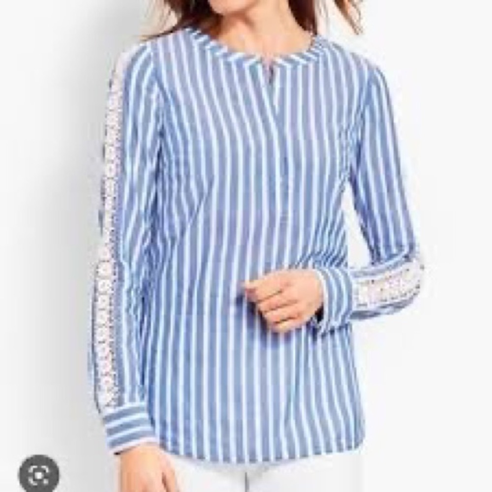 Talbots Cotton Lace Sleeve Popover